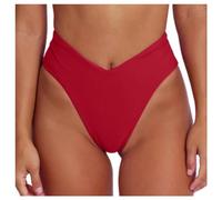 Women's Bikini Bottoms V Cut Sexy Thong Bikini Bottom High Cut Leg Brazilian Swim Bottom High Waist Tummy Control Solid Beachwear Swimsuit Brief Panty Swimwear Ladies Swim Shorts Red