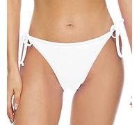 Womens Bikini Briefs Low Rise Stretchy Panties Drawstring Full Bikini Knickers Ladies Side Tie Thong Casual Solid Color Beachwear Swimwear Hipster Pants White
