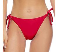 Womens Bikini Briefs Low Rise Stretchy Panties Drawstring Full Bikini Knickers Ladies Side Tie Thong Casual Solid Color Beachwear Swimwear Hipster Pants Red