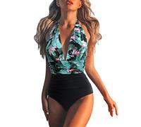 Women's Bikini Set Belly High Waisted Swimsuit Monokini FrontCross Swimwear 1 Piece Swimsuit Baywatch Swimsuit Thong, black, XL