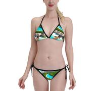 Women's Bikini Set Maldives Scenery Womens Bikini Set Tie Side Sexy Two Piece Swimwear, for Spa, Vacation, Pool, Holiday