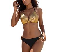 Women's Bikini Set Push Up Bikini for Women Sexy Swimsuit Sets Swimwear Sexy Yellow Black Bikini Sets Bikini Shape Glitter, gold, M