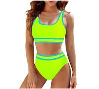Women's Bikini Set Wrap Look Lace Up Bikini Swimwear Beach Dress Swimsuit Bikini Tummy Control Large Size Two Piece Swimsuit V Neck Cross Bikini Swimwear Tummy Control Bikini Sets, 1 mint green, XL