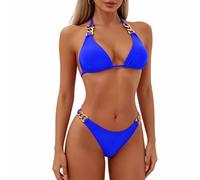 Womens Bikini Sets Halter V Neck Triangle Bikinis High Leg Sexy Two Piece Swimsuit String Padded Swimwear Push up Swim Suits Casual Backless Beach Wear for UK Ladies Summer Pool Holidays Party