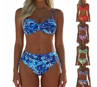 Womens Bikini Sets High Waisted Tummy Control Bikinis Two Piece Swimsuits | Printed Padded Push up Swimwear Sexy Triangle Bikinis Casual Beach Wear for Summer Ladies UK Sweetheart Neck Swimming Costume
