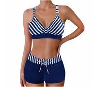 Womens Bikini Sets Sale Clearance for Ladies Summer Plus Size Swimwear Hawaiian Printing Two Piece Swimsuit Sexy Backless Strap Bikini Bathing Suits Holiday Vacation Beach Swimming Costume S-3XL