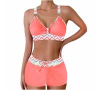 Womens Bikini Sets Sale Clearance for Ladies Summer Plus Size Swimwear Hawaiian Printing Two Piece Swimsuit Sexy Backless Strap Bikini Bathing Suits Holiday Vacation Beach Swimming Costume S-3XL