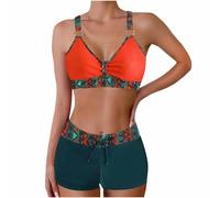 Women's Bikini Sets Sexy Swimwear Two Piece Swimsuit High Waisted Bottom Tankinis Boyshorts Ladies Bathing Suit Strappy Bikini Top Tummy Control Swimming Costume Padded Summer Beachwear