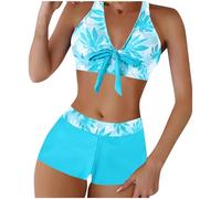 Women's Bikini Sets Sexy Swimwear Two Piece Swimsuit High Waisted Bottom Tankinis Boyshorts Ladies Bathing Suit Strappy Bikini Top Tummy Control Swimming Costume Padded Summer Beachwear