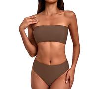 Womens Bikini Sets Size 16, 2 Piece Bathing Suits, Underwired Padded Women's Bikini Set Push up Two Piece Swimsuit 60th Birthday Gifts for Women Holiday Essentials Brown