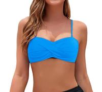 Women's Bikini Top Mix Match Plain Printed Bandeau Top Non-Wired Bikini Tops Strapless Swimwear Swimsuit Bathing Push Up Triangle Halterneck Sexy Bra Beach Party Swim Holidays Blue
