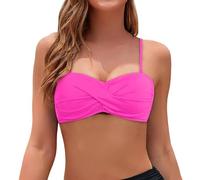 Women's Bikini Top Mix Match Plain Printed Bandeau Top Non-Wired Bikini Tops Strapless Swimwear Swimsuit Bathing Push Up Triangle Halterneck Sexy Bra Beach Party Swim Holidays Hot Pink