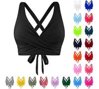 Womens Bikini Top Swimming Costume V Neck Criss Cross Swimwear Tops Push Up Wireless Backless Bras Bikinis Sexy Tie Back Swim Tops for Women UK Stretch Beachwear Summer Bathing Suits