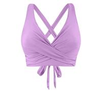 Womens Bikini Top Swimming Costume V Neck Criss Cross Swimwear Tops Push Up Wireless Backless Bras Bikinis Sexy Tie Back Swim Tops for Women UK Stretch Beachwear Summer Bathing Suits