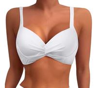 Women's Bikini Tops 2025 Sexy Push Up Top with Padded Adjustable Straps Triangle Basic Athletic Bathing Suit Sport Swim for Women White