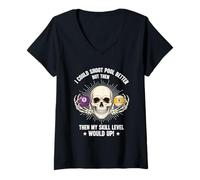 Women's Billiards Skull Pool Snooker Billiard Ball Table Nine-Ball V-Neck T-Shirt