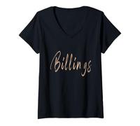 Womens Billings Montana Vintage Elegant Design V-Neck T-Shirt