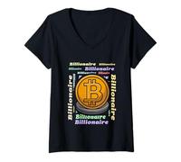 Womens Billions of BTC Cryptocurrency Billionaire Bitcoin V-Neck T-Shirt