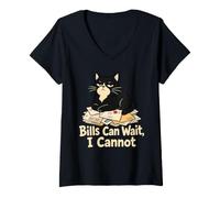 Women's Bills Can Wait I Cannot Cat Procrastinator V-Neck T-Shirt