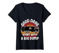 Womens Bin Lorry Funny Big Dump UK Binman Dust Cart Refuse Truck V-Neck T-Shirt
