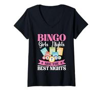 Womens Bingo Girls Night Are The Best Nights Gambling Lottery V-Neck T-Shirt