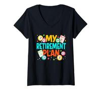 Womens Bingo My Retirement Plan Vintage Christmas Xmas V-Neck T-Shirt