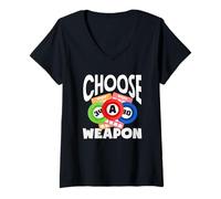 Womens Bingo Player Choose A Weapon Bingo Fun Design V-Neck T-Shirt