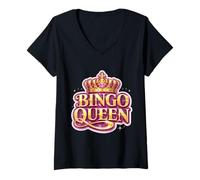 Women's Bingo Queen Womens Night Event Funny Quote Saying Phrase Fun V-Neck T-Shirt