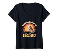 Womens Binoculars Reserved for Birds Only Birdwatching Lover Humor V-Neck T-Shirt