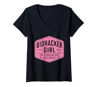 Women's Biohacker Girl Like A Regular Only Cooler Funny Biohacking V-Neck T-Shirt