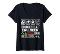 Women's Biomedical Engineer Warning Label Skills Coffee Wine V-Neck T-Shirt