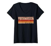 Women's Biomedical Equipment Technician Retro Sunrise V-Neck T-Shirt