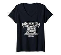 Women's Biomedical Tech Fixing What You Broke DNA Wrench Graphic V-Neck T-Shirt
