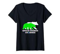 Womens Bipolar Bear Disorder Awareness Mental Health Pun V-Neck T-Shirt