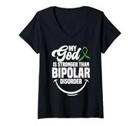Womens Bipolar Disorder Awareness I Rather Bipolar Disorder Warrior V-Neck T-Shirt