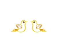 Women's Bird 9K/14K/18K Gold Earrings Pear White Moissanite & Onyx