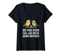 Women's Bird Watching Humor We are Being Watched V-Neck T-Shirt