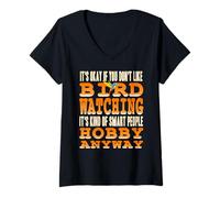 Womens Bird Watching is Hobby for Clever People Humor V-Neck T-Shirt