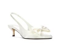 Women's Birdal Court Shoes Ladies Ivory Satin Low Kitten Heel Point Toe Slingback Pump Size 7