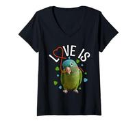 Womens Birdkeeping Bird Lover Love is Blue Crowned Conure V-Neck T-Shirt
