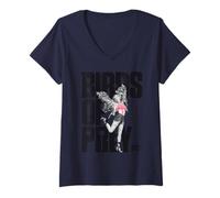Womens Birds Of Prey Harley Quinn Vibrant Art V-Neck T-Shirt