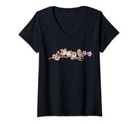 Women's Birds On A Branch Bird Watcher Bird Watching Birding V-Neck T-Shirt