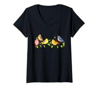 Women's Birds On A Branch Bird Watcher Bird Watching Birding V-Neck T-Shirt