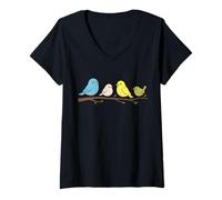Women's Birds On A Branch Bird Watcher Bird Watching Birding V-Neck T-Shirt
