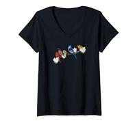 Womens Birds on a Branch Blue Jay Cardinal Robin Bird Watching V-Neck T-Shirt