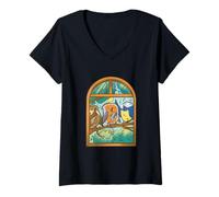 Women's Birds Singing On A Branch V-Neck T-Shirt