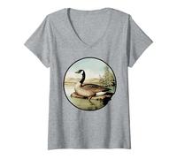 Womens Birdwatcher Goose Nature Design V-Neck T-Shirt