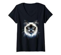 Womens Birman Cat Sacred Cat of Burma Cats Cute Birman Cats V-Neck T-Shirt