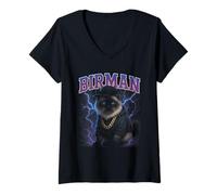 Womens Birman Gangster - Funny Cat Weird Trashy Meme V-Neck T-Shirt