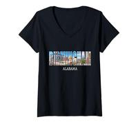 Women's Birmingham Alabama City Vintage Design V-Neck T-Shirt